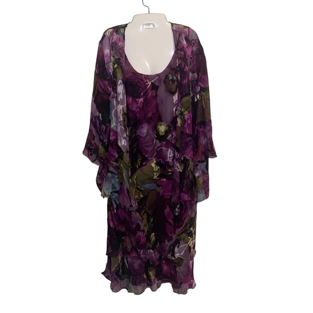 Vintage Simply Silk Dress /Jacket Womens Large Burnout  Whimsigoth Forest Fairy - Picture 2 of 15